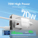 Vention Зарядний пристрій VENTION 2-Port USB (C + A) GaN Charger (70W/22.5W) EU-Plug Transparent Gray (FCGH0-EU)
