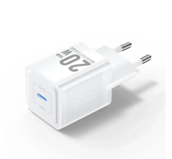 Vention Зарядний пристрій VENTION 1-Port USB-C GaN Charger (20W) EU-Plug White (FEPW0-EU)