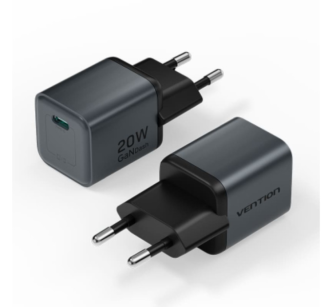 Vention Зарядний пристрій VENTION 1-Port USB-C GaN Charger (20W) EU-Plug Gray (FEVH0-EU)