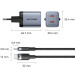 Vention Зарядний пристрій VENTION 2-Port USB (C + C) GaN Charger (45W/45W) Gray with USB-C to USB-C Cable (1M) Black EU-Plug (TZ-FCDH0-EU)