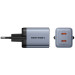 Vention Зарядний пристрій VENTION 2-Port USB (C + C) GaN Charger (45W/45W) Gray with USB-C to USB-C Cable (1M) Black EU-Plug (TZ-FCDH0-EU)