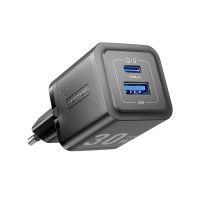 Зарядний пристрій VENTION 2-Port USB (C + A) GaN Charger (30W/30W) with USB-C to USB-C Cable (1M) EU-Plug Black (TZ-FEQB0-EU-01)