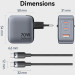 Vention Зарядний пристрій VENTION 3-Port USB (C+C+A) GaN Charger (70W/70W/22.5W) Gray with USB-C to USB-C Cable (1M) Black EU-Plug (TZ-FEXH0-EU)