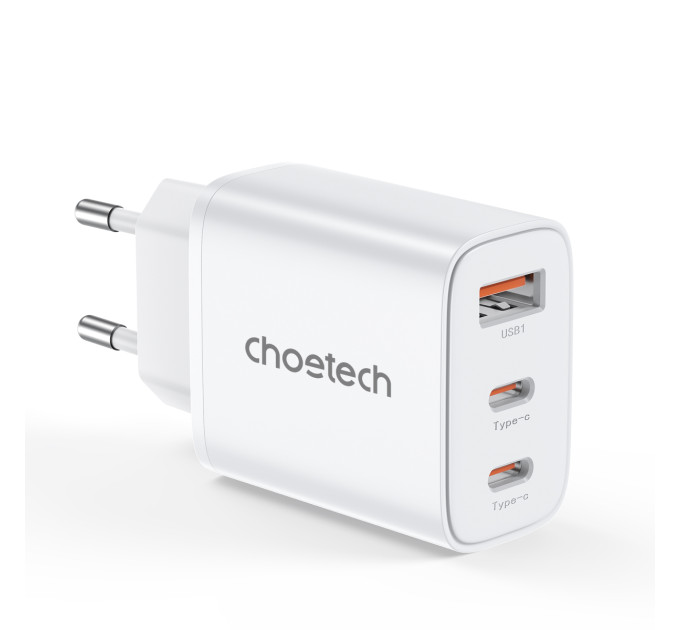 Choetech Мережевий зарядний пристрій Choetech (2хUSB-C+USB-A) White (PD3046-EU-WH)