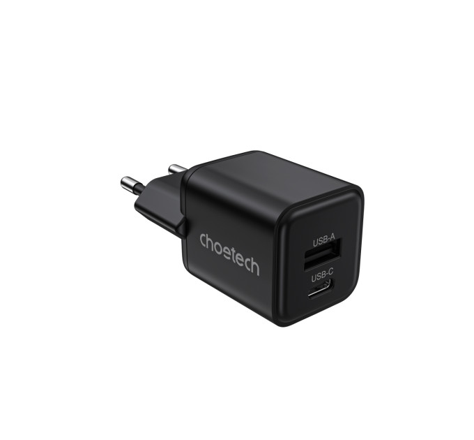 Choetech Мережевий зарядний пристрій Choetech (USB-C+USB-A) Black (PD5012-EU-BK)