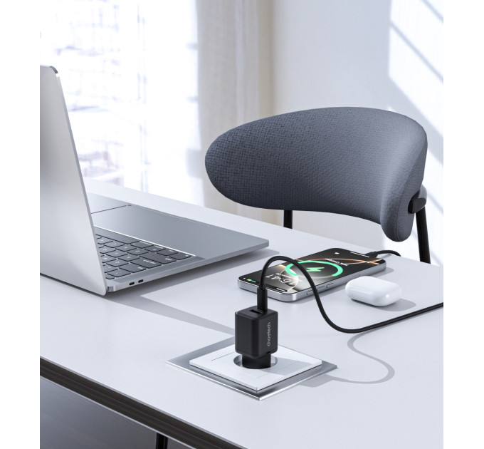 Choetech Мережевий зарядний пристрій Choetech (USB-C+USB-A) Black (PD5012-EU-BK)