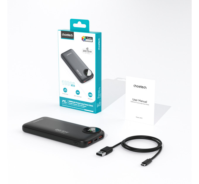 Choetech Універсальна мобільна батарея Choetech B791 10000mAh 22.5W Black