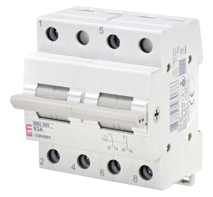 ETI Перемикач трипозиційний ETI SSQ 263 "1-0-2", 2p 63A (2421426)