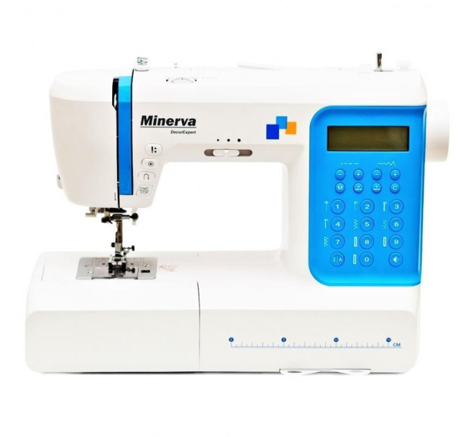 Minerva Швейна машина MINERVA DECOREXPERT,  комп`ютерна, 70Вт, 197 шв.оп., петля автомат, білий+синій