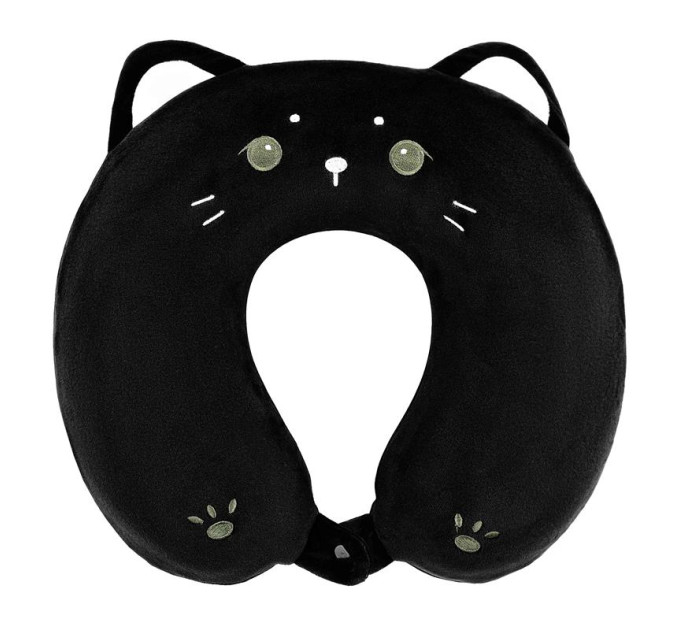 ARDESTO Textiles Подушка для шиї ARDESTO Travel Black Cat 30х30см, поліуретанова піна, чорний