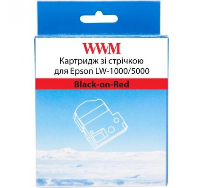 Стрічка для принтера етикеток WWM для Epson LW-1000/5000 36mm х 8m Black-on-Red (WWM-SC36R)