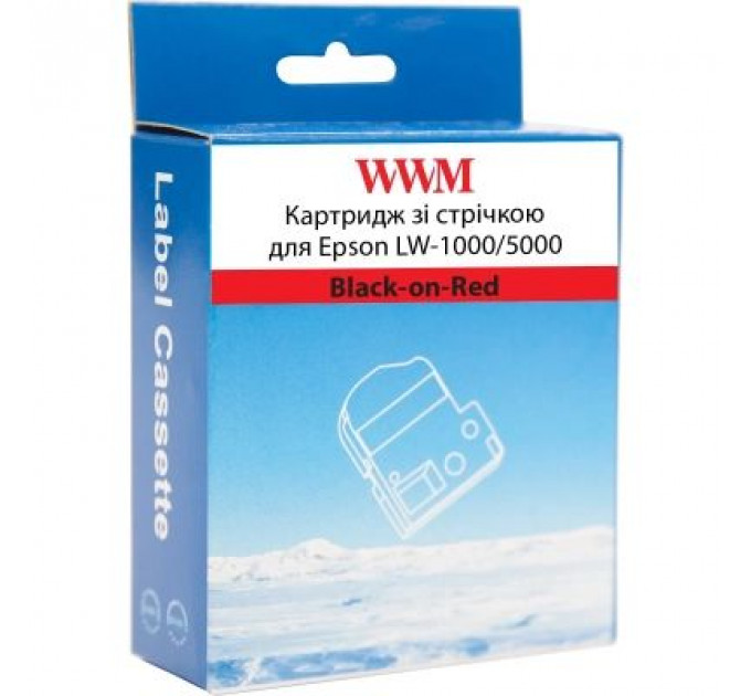 Стрічка для принтера етикеток WWM для Epson LW-1000/5000 36mm х 8m Black-on-Red (WWM-SC36R)