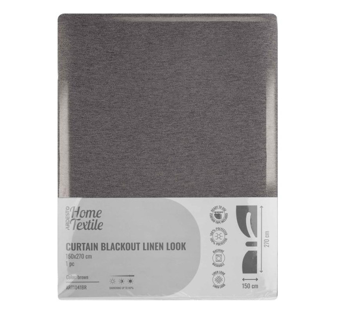 ARDESTO Textiles Штора ARDESTO 150х270см, блекаут рогожка, 100% поліестер, коричневий
