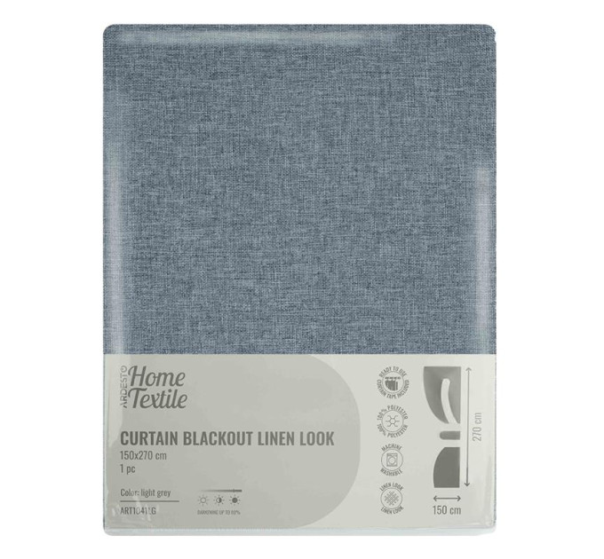ARDESTO Textiles Штора ARDESTO 150х270см, блекаут рогожка, 100% поліестер, сірий світлий