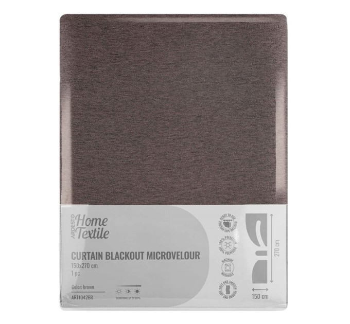 ARDESTO Textiles Штора ARDESTO 150х270см, блекаут мікровелюр, 100% поліестер, коричневий