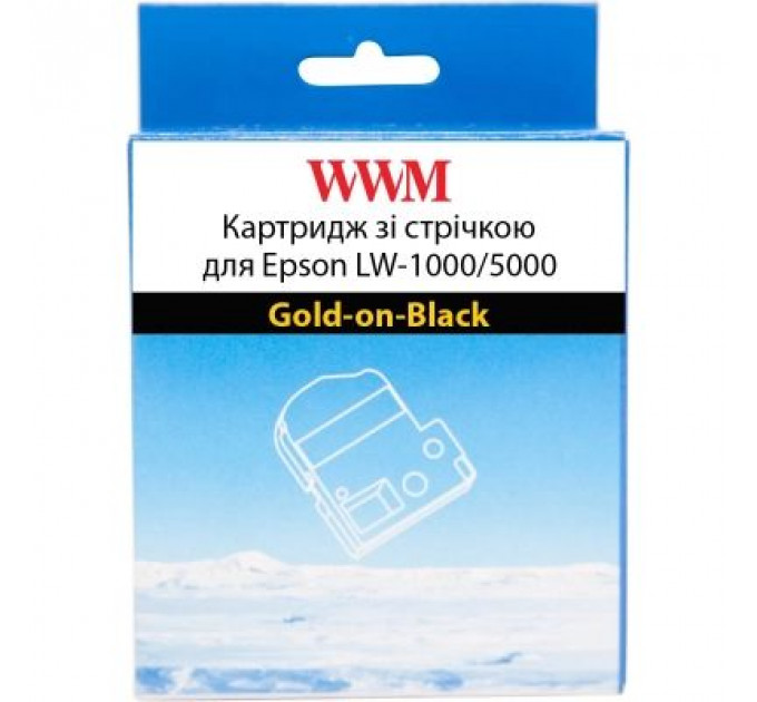 Стрічка для принтера етикеток WWM для Epson LW-1000/5000 36mm х 8m Gold-on-Black (WWM-SC36KZ)