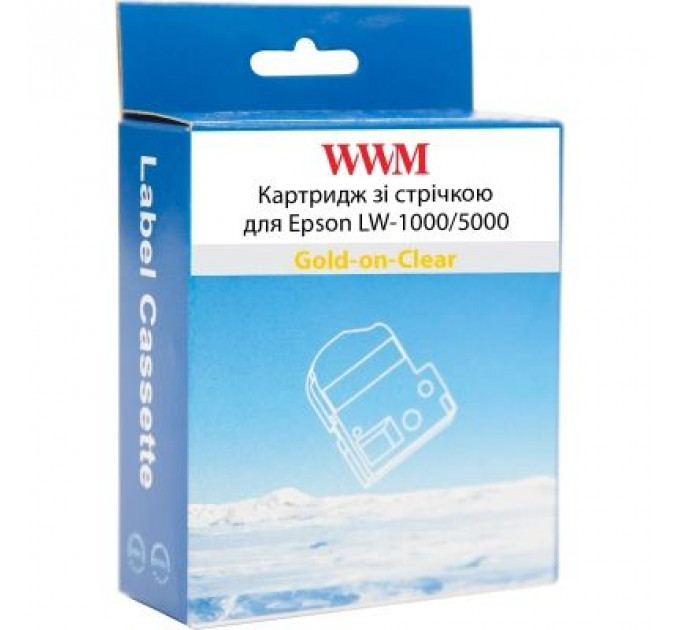 Стрічка для принтера етикеток WWM для Epson LW-1000/5000 36mm х 8m Gold-on-Clear (WWM-ST36Z)