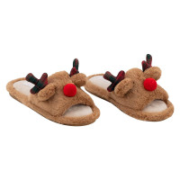 Взуття домашнє ARDESTO Christmas 38/39 розмір, 100% поліестер, підошва 100% гума, коричневий