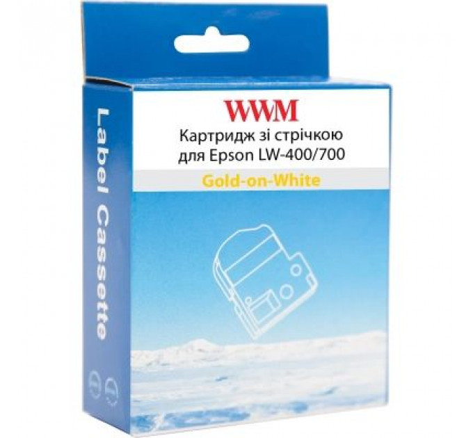 Стрічка для принтера етикеток WWM для Epson LW-400/700 18mm х 8m Gold-on-White (WWM-SS18Z)