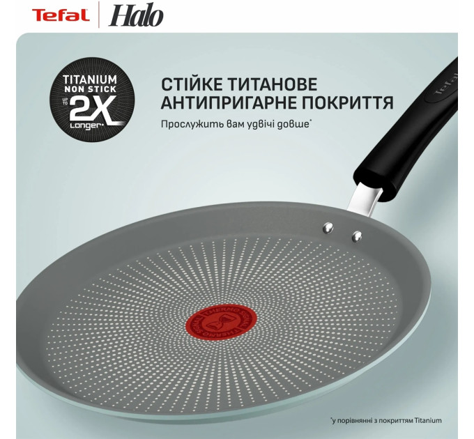 Tefal Kitchenware Сковорода млинцева Tefal Halo EUCALYPTUS, 25см, алюміній, бакеліт, сірий