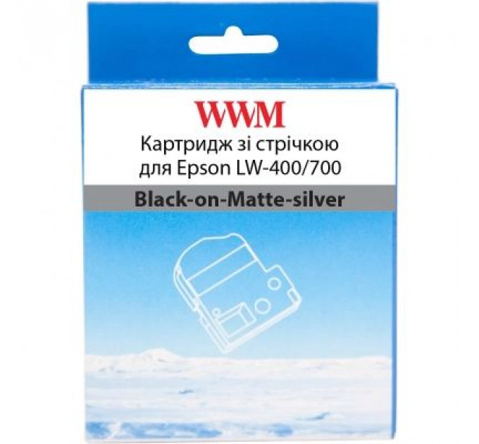 Стрічка для принтера етикеток WWM для Epson LW-400/700 6mm х 8m Black-on-Matte-silver (WWM-SM6X)