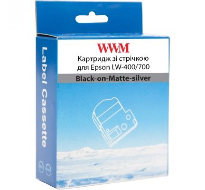Стрічка для принтера етикеток WWM для Epson LW-400/700 6mm х 8m Black-on-Matte-silver (WWM-SM6X)