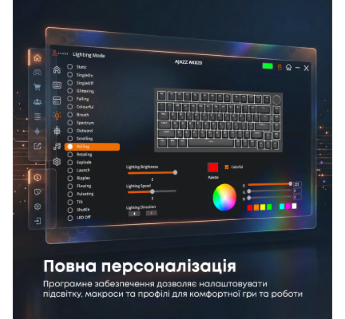 Ajazz Клавіатура Ajazz AK820 Red Switch USB-C UA Black (AK820-R-B)