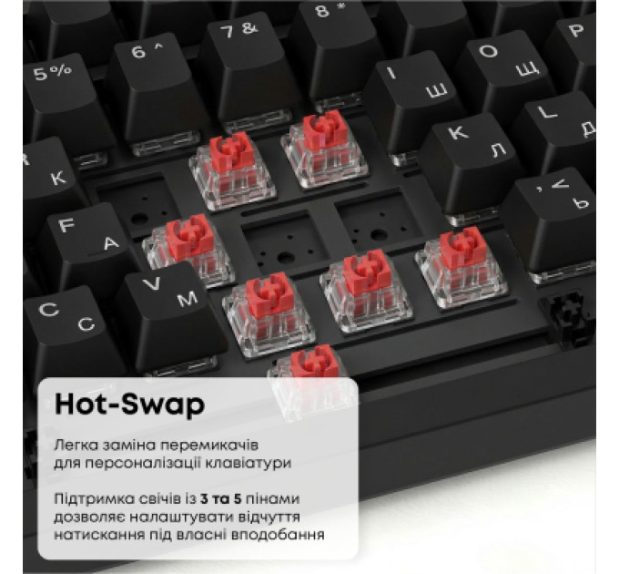 Ajazz Клавіатура Ajazz AK820 Red Switch USB-C UA Black (AK820-R-B)