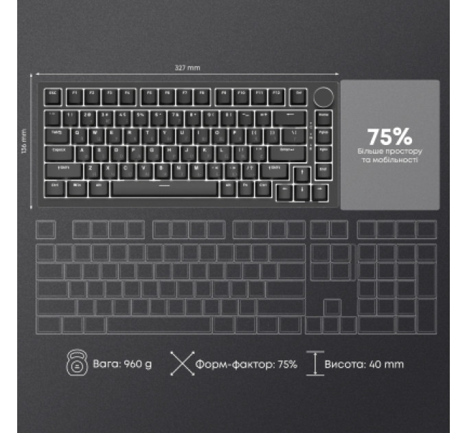 Ajazz Клавіатура Ajazz AK820 Red Switch USB-C UA Black (AK820-R-B)