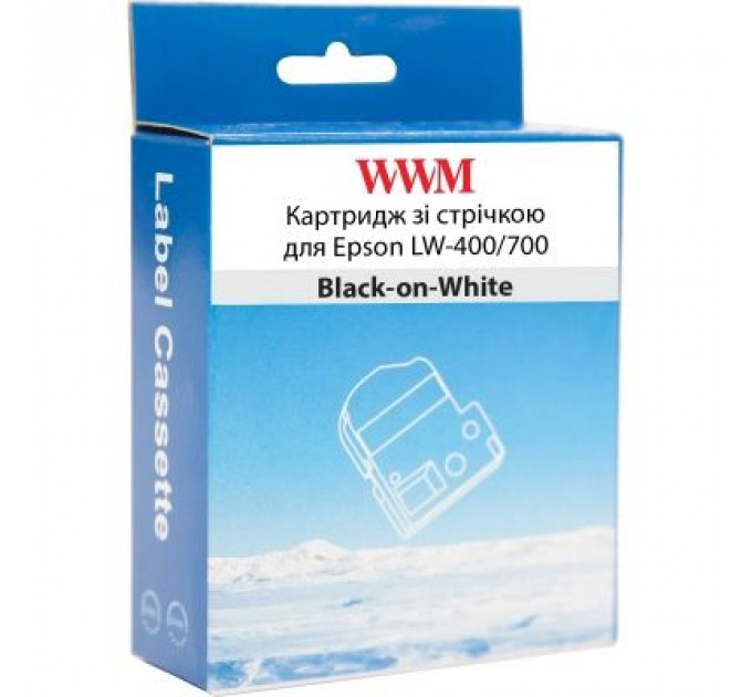 Стрічка для принтера етикеток WWM для Epson LW-400/700 6mm х 8m Black-on-White (WWM-SS6K)