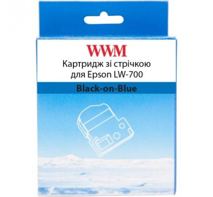 Стрічка для принтера етикеток WWM для Epson LW-700 24mm х 8m Black-on-Blue (WWM-SC24B)
