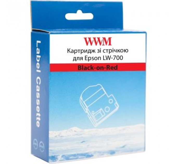 Стрічка для принтера етикеток WWM для Epson LW-700 24mm х 8m Black-on-Red (WWM-SC24R)