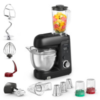 Кухонна машина Tefal Bake Partner + 1100Вт, чаша-метал, корпус-пластик, насадок-9, чорний