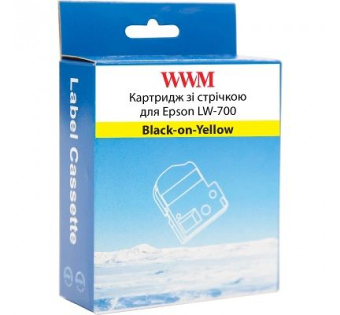 Стрічка для принтера етикеток WWM для Epson LW-700 24mm х 8m Black-on-Yellow (WWM-SC24Y)