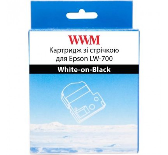 Стрічка для принтера етикеток WWM для Epson LW-700 24mm х 8m White-on-Black (WWM-SD24K)