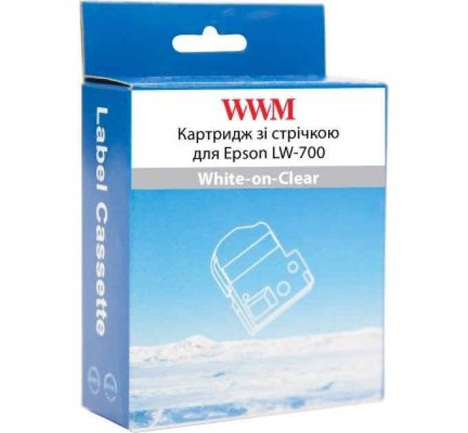 Стрічка для принтера етикеток WWM для Epson LW-700 24mm х 8m White-on-Clear (WWM-ST24S)