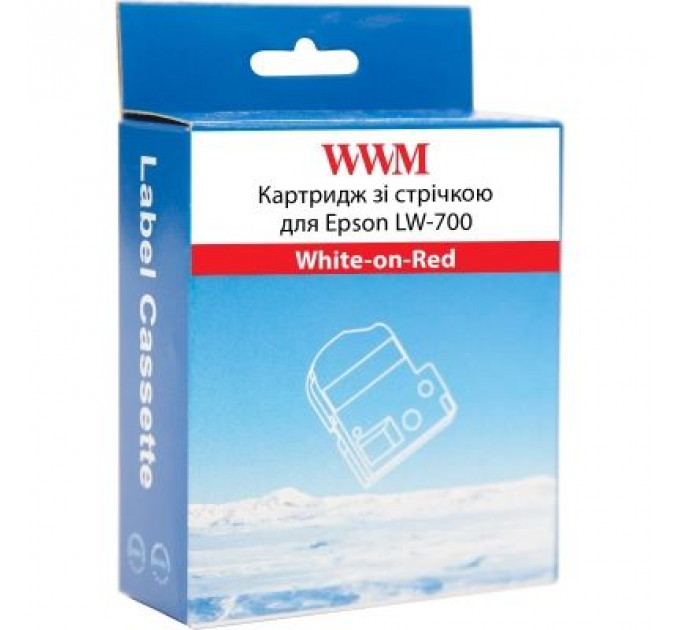 Стрічка для принтера етикеток WWM для Epson LW-700 24mm х 8m White-on-Red (WWM-SD24R)