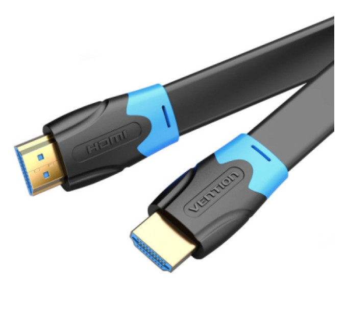 Vention Кабель мультимедійний HDMI M to HDMI M 0.5m V2.0 4K60Hz PVC flat black Vention (AAKBD)
