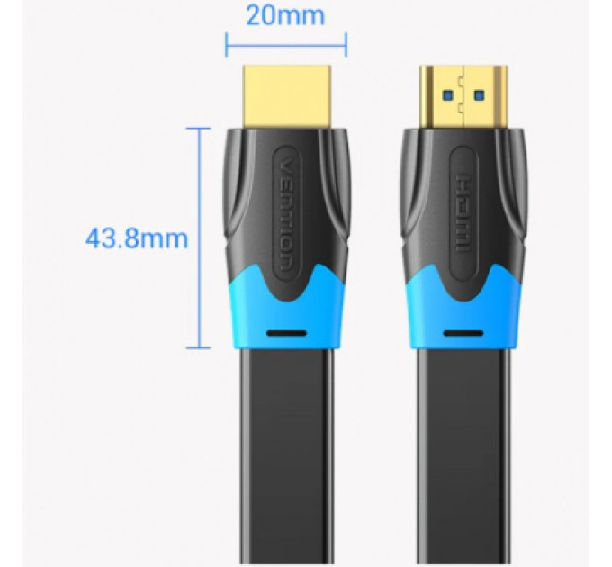 Vention Кабель мультимедійний HDMI M to HDMI M 0.5m V2.0 4K60Hz PVC flat black Vention (AAKBD)