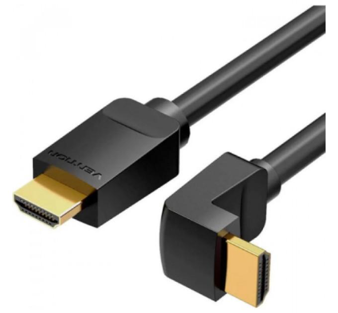 Vention Кабель мультимедійний HDMI M to HDMI M 1.5m V2.0 4K60Hz 90° corner PVC black Vention (AARBG)