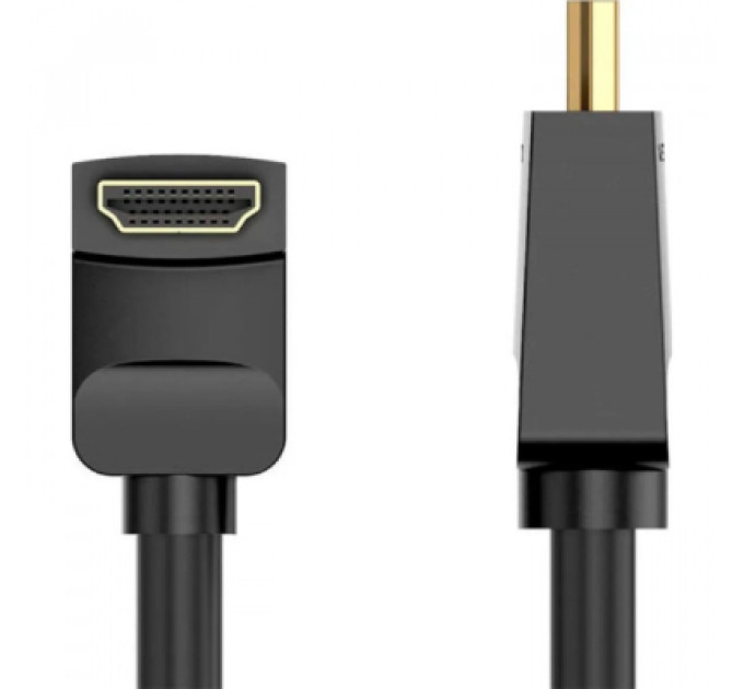 Vention Кабель мультимедійний HDMI M to HDMI M 1.5m V2.0 4K60Hz 90° corner PVC black Vention (AARBG)