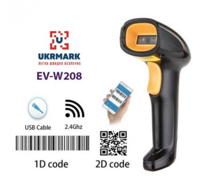 Сканер штрих-коду UKRMARK EV-W208 2D, wireless, USB (900564)