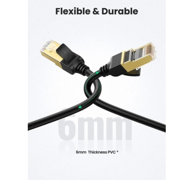 Ugreen Патч-корд 1м, F/FTP cat 7 RJ-45 black Ugreen (U_11268)
