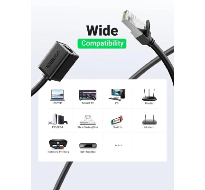 Ugreen Патч-корд 2м, F/UTP cat 6 RJ-45 extension black Ugreen (U_11281)