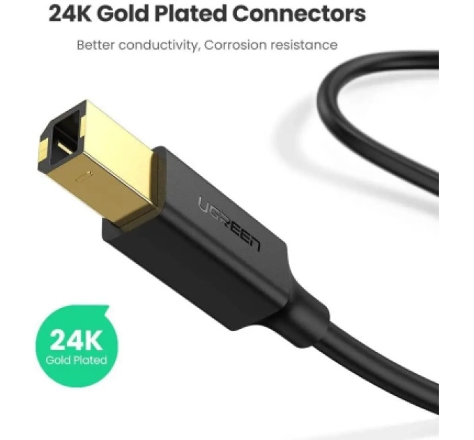 Ugreen Кабель для принтера USB 2.0 AM/BM 1.5m Black Ugreen (10350)