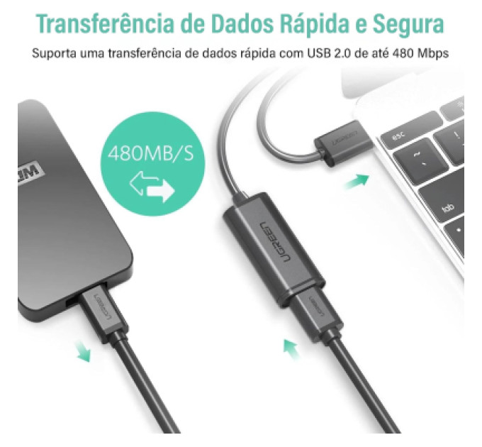 Ugreen Дата кабель USB 2.0 AM to AF 20.0m Active black Ugreen (10324)