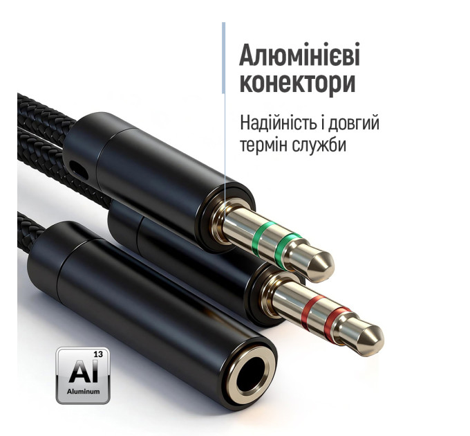 ColorWay Адаптер ColorWay 3.5 мм - 2х3.5 мм (F/M), 1 м, Black (CW-AD-J2MJ)
