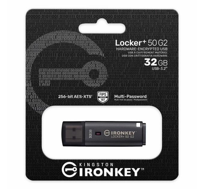 Kingston Накопичувач Kingston   32GB USB 3.2 Type-A Gen1 IronKey Locker+ 50 G2
