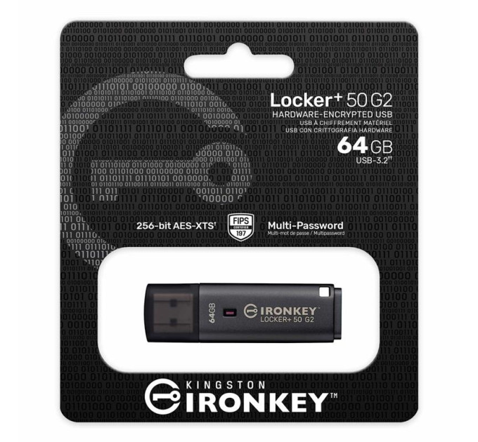 Kingston Накопичувач Kingston   64GB USB 3.2 Type-A Gen1 IronKey Locker+ 50 G2