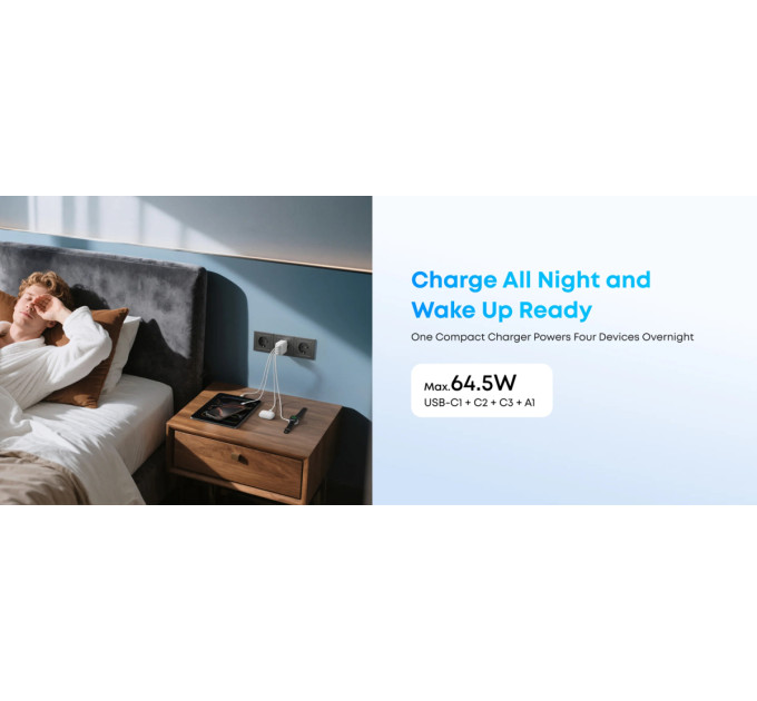 Anker Мережевий зарядний пристрій Anker Charger 70W, 3xUSB-C, 1xUSB-A, Black (A121CG11)